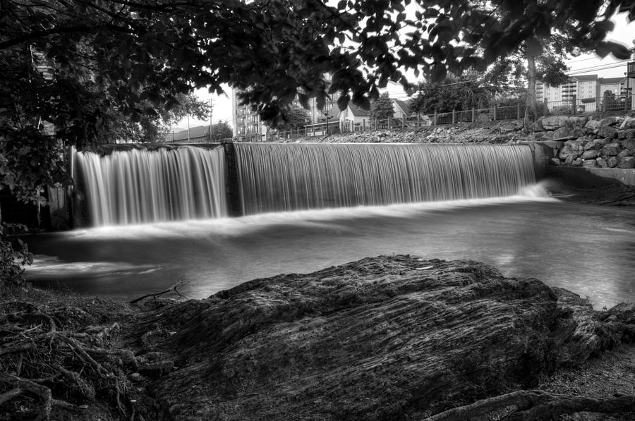 Pigeon River At Old Mill in Black and White Photograph by Greg and Chrystal Mimbs