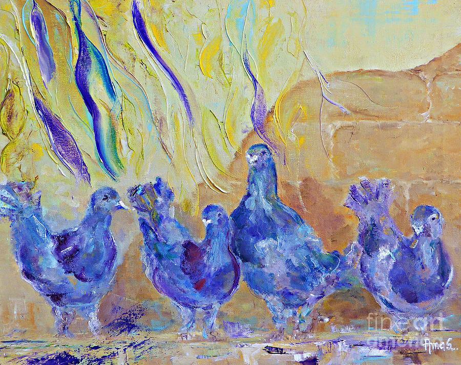 Pigeons Painting by Amalia Suruceanu