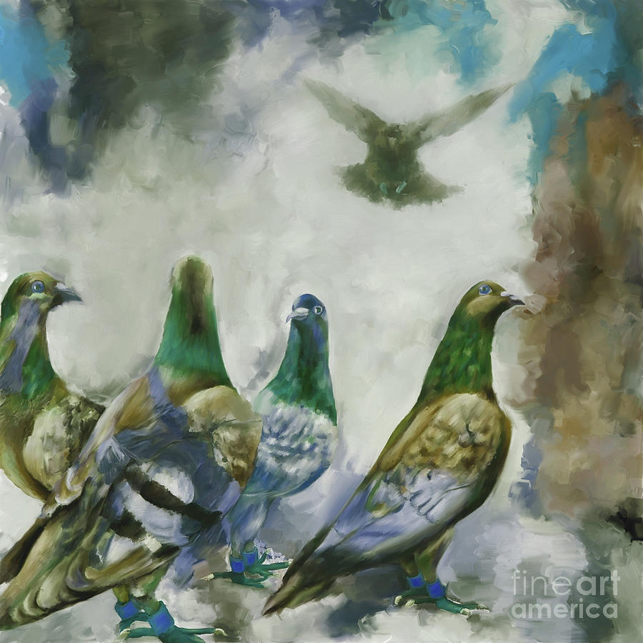 Pigeons art  Painting by Gull G