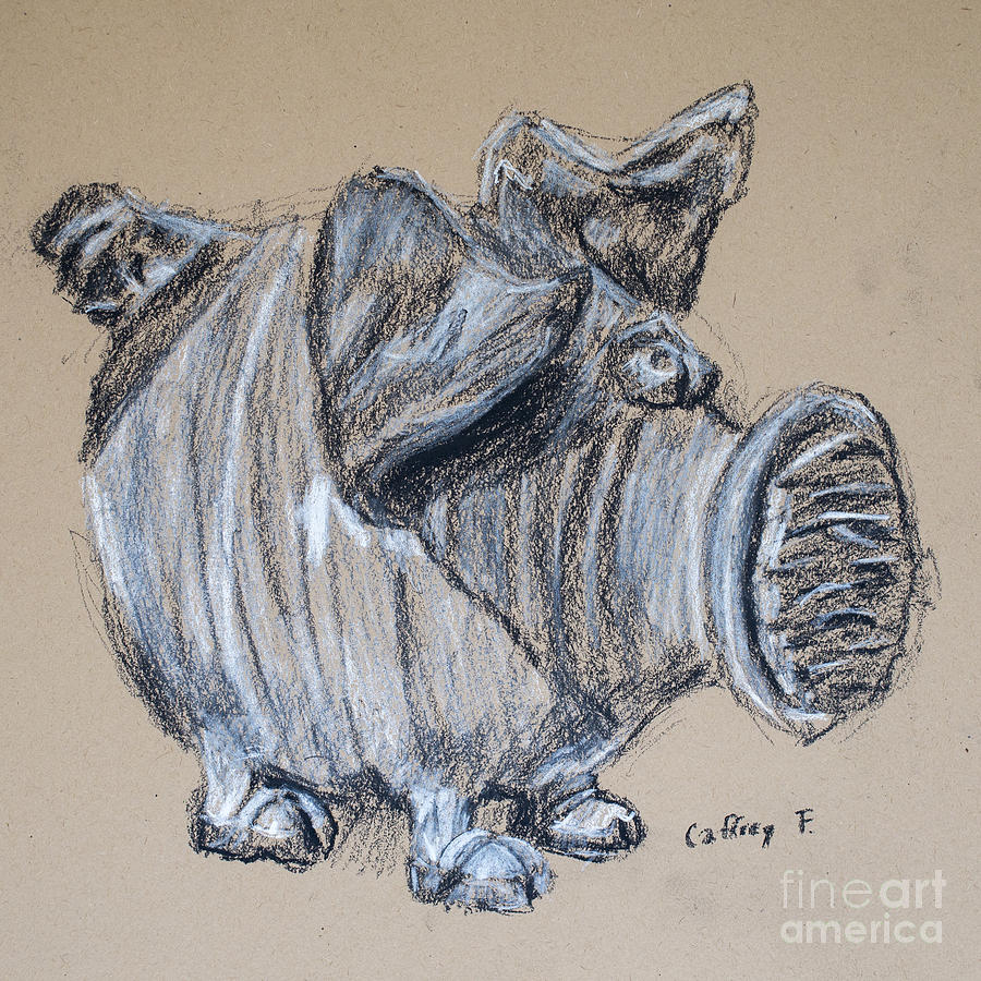 Piggy Bank Drawing by Caffrey Fielding Photograph by Edward Fielding
