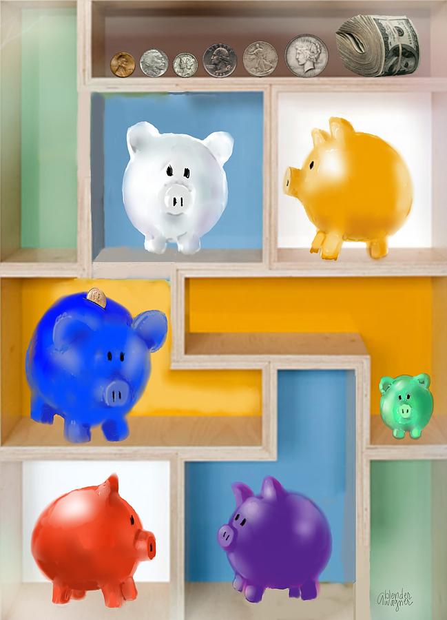 Piggy Banks Digital Art by Arline Wagner