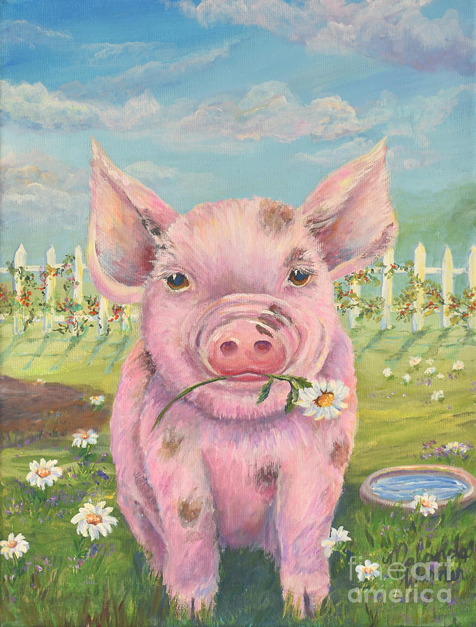 Piggys Peace Offering Painting by Malanda Warner