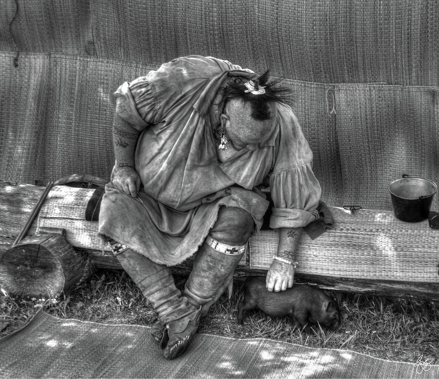 Piglet at the Powwow Monochrome Photograph by Wayne King