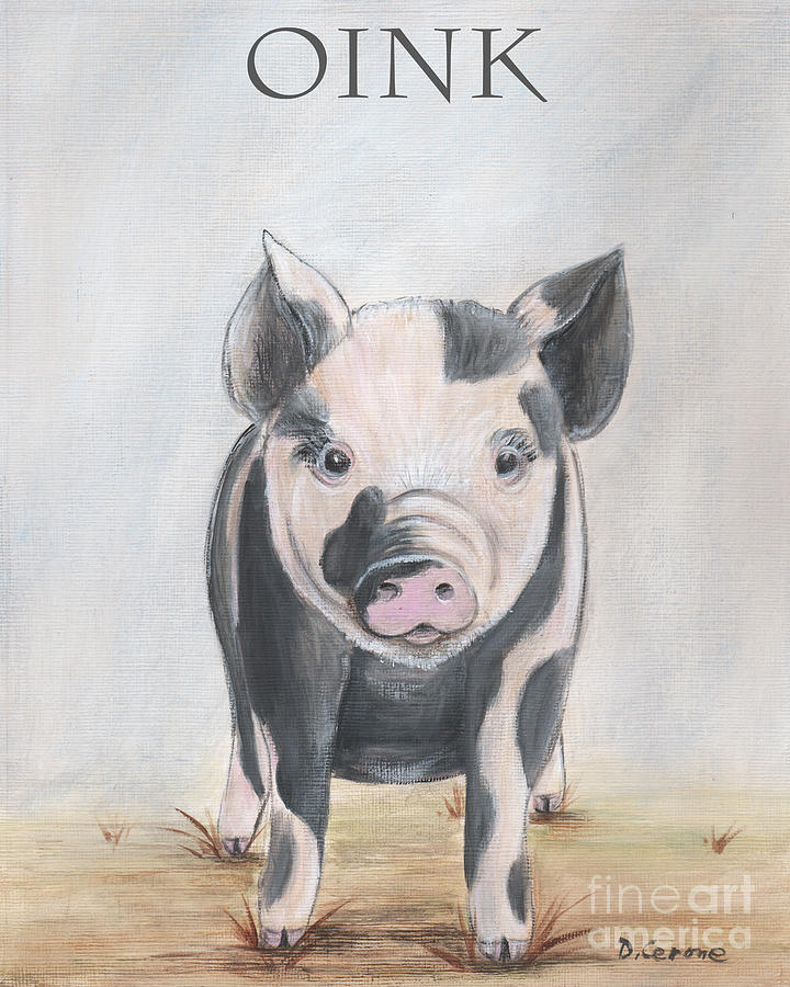 Piglet - Farm Animal - Oink Painting by Debbie Cerone