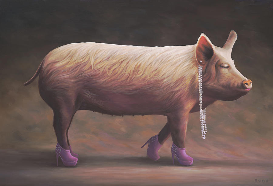 Surrealism Painting - Piglets First Beauty Pageant by Paul Bond