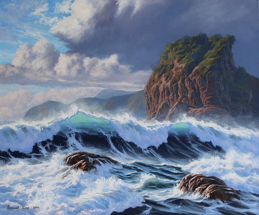 Piha Wild Sea Painting by Samuel Earp