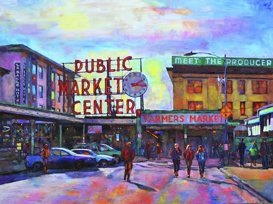 Pike Place Days Painting by Sarah Ghanooni