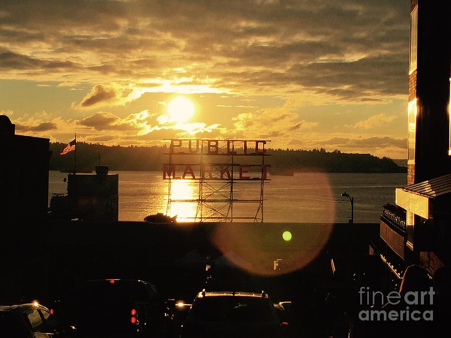 Seattle Photograph - Pike Place in Sun by LeLa Becker