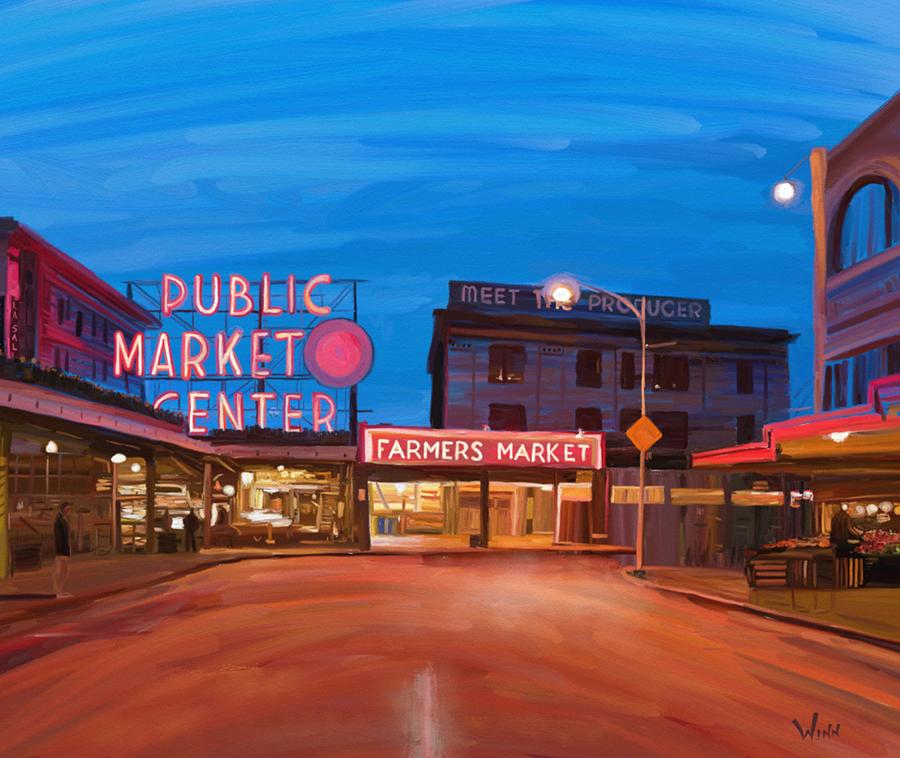 Pike Place Market Painting by Brett Winn