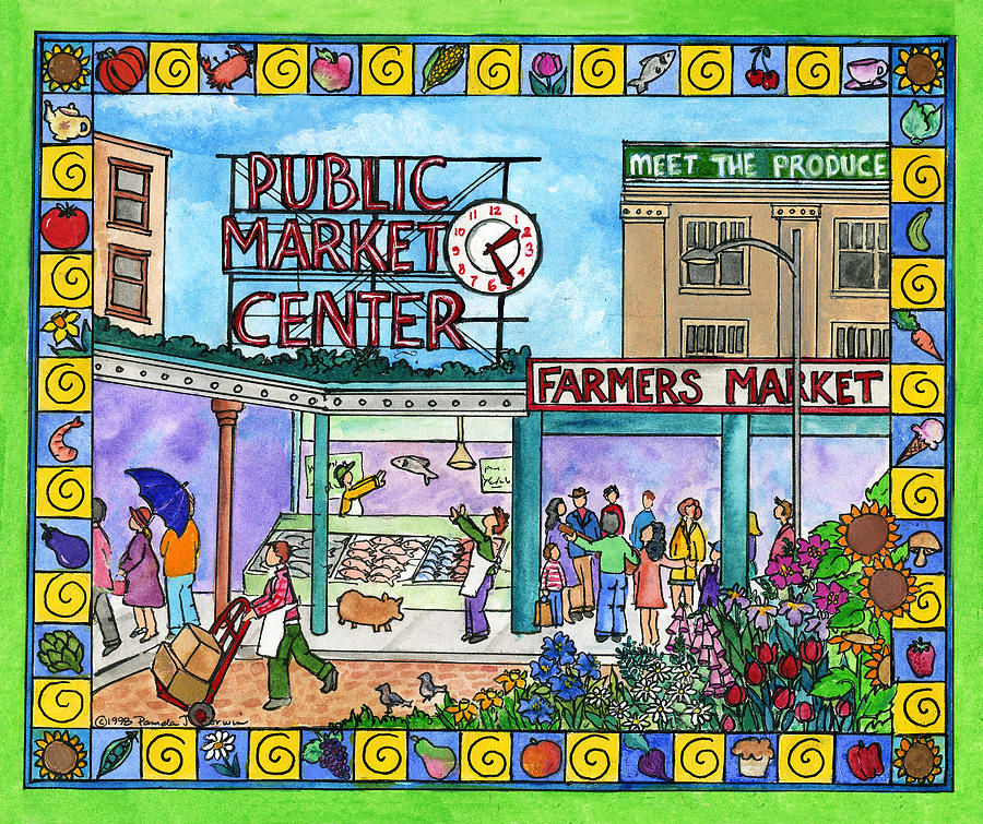 Pike Place Market Painting by Pamela  Corwin