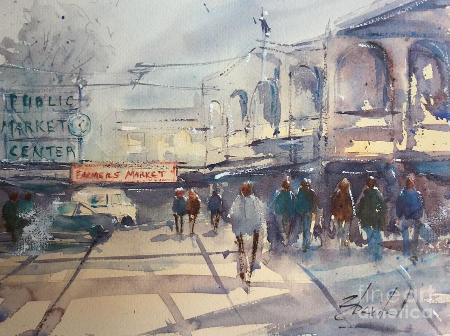 Pike Place Market Seattle Painting by Carolyn Zbavitel - Fine Art America