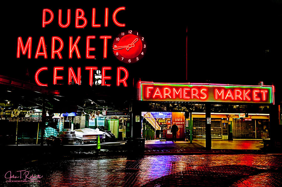 Pikes Market at night Photograph by Clicking With Nature
