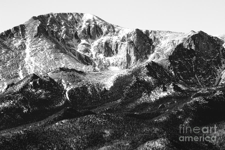 Pikes Peak Black and White in Wintertime Photograph by Steven Krull