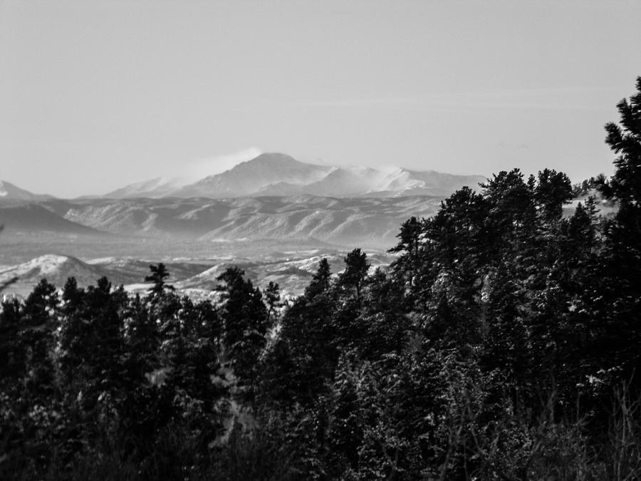 Pikes Peak In Black And White Photograph
