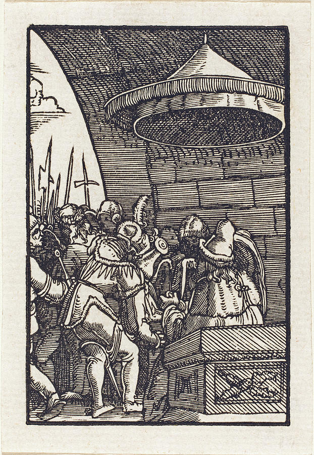 Pilate Washing His Hands Drawing by Albrecht Altdorfer