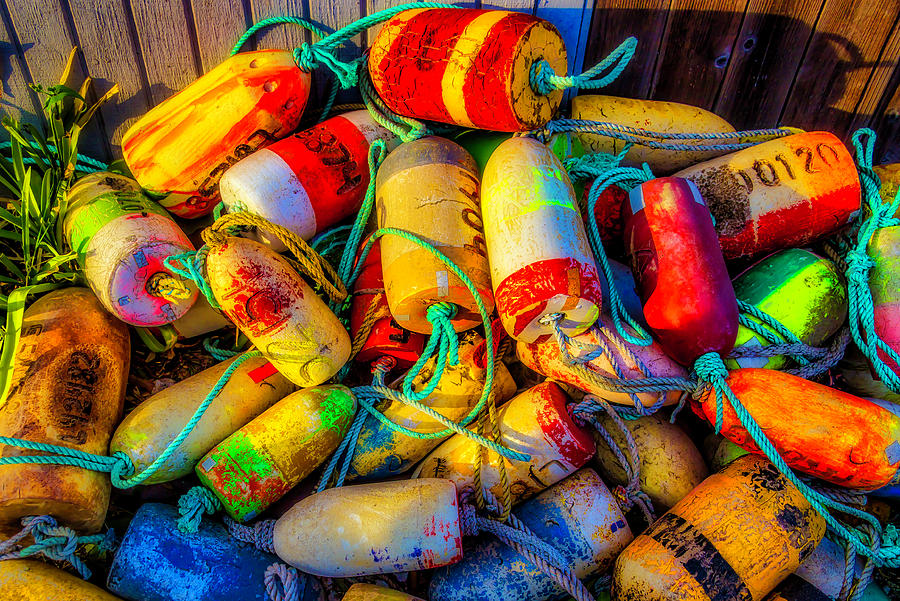 Pile Of Lobster Buoys Photograph by Garry Gay