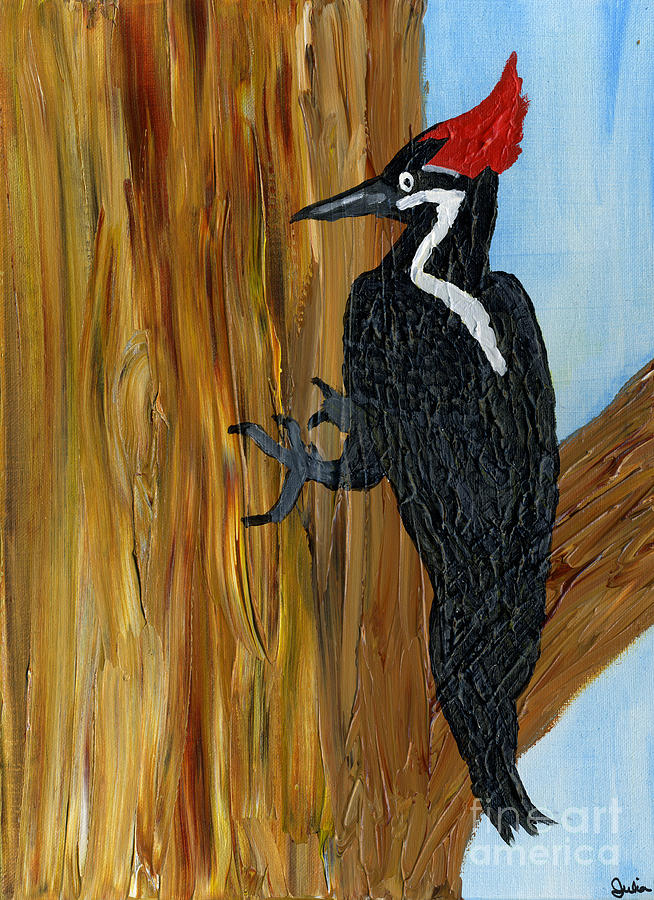 Pileated Woodpecker Painting by Julia Stubbe