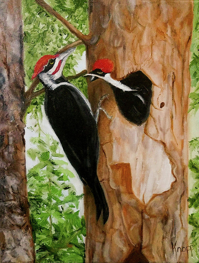 Pileated Woodpecker Painting by Kathy Knopp