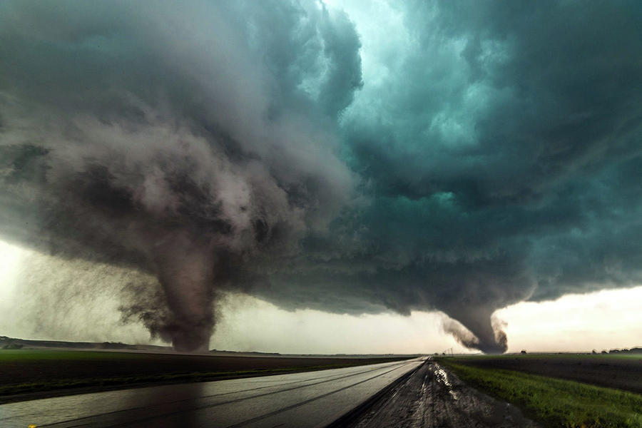 Tornadoes Photograph - Pilger Nebraska Twin Tornadoes by Scott Peake