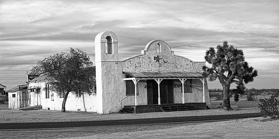 Pilgrimage - Spanish Mission in Black and White Photograph by Chrystyne Novack