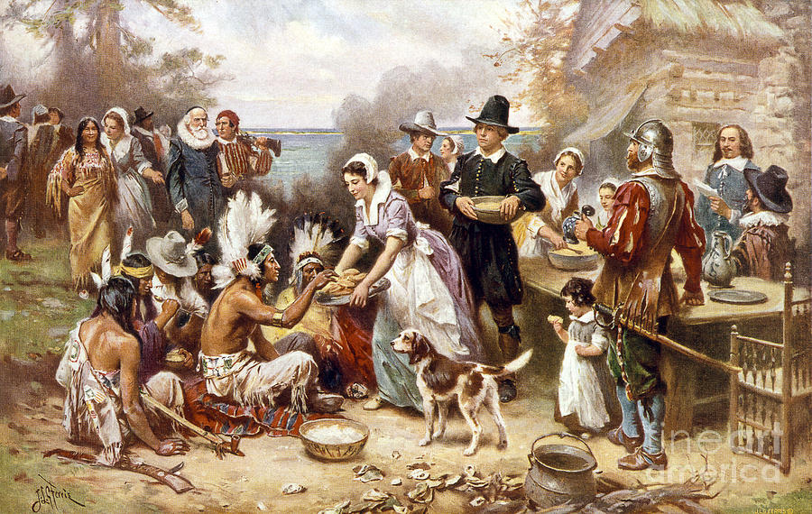 Pilgrims: Thanksgiving, 1621 Photograph by Granger