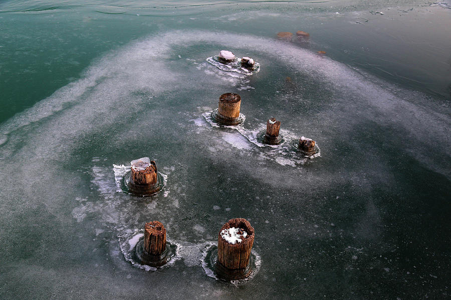 Pilings in Ice 2017 5 Photograph by Mary Bedy