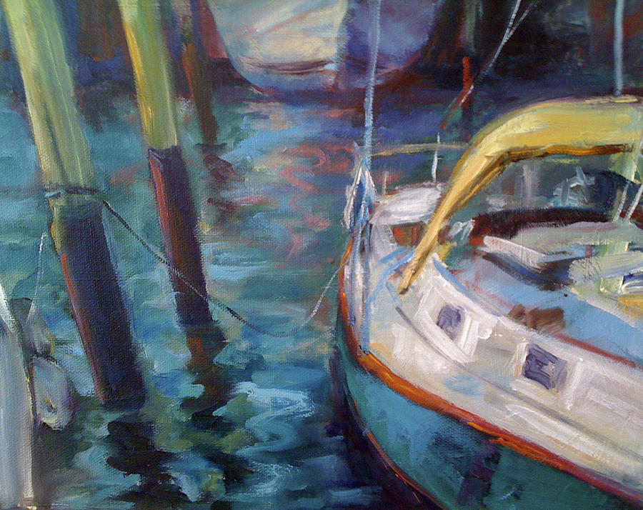 Pilings Painting by Patricia Maguire