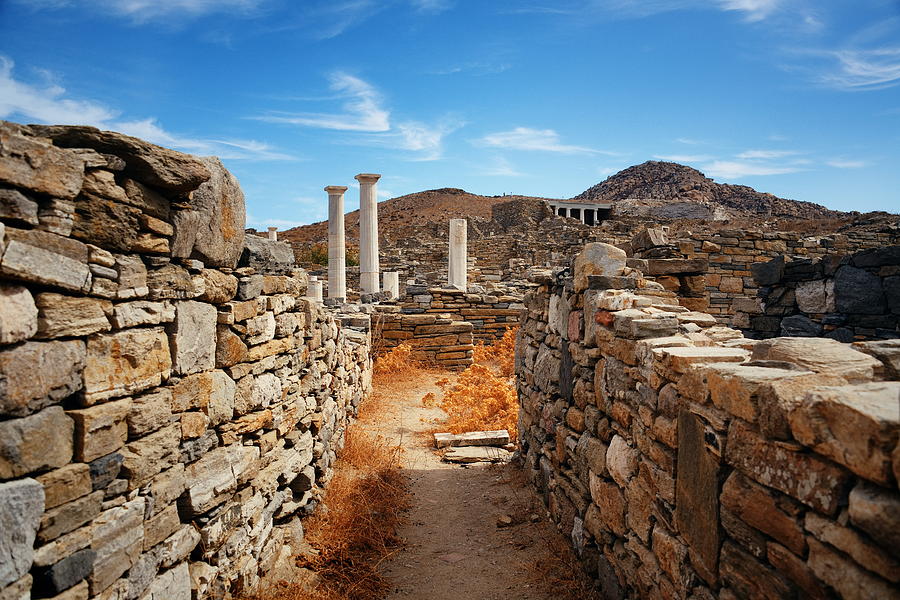 Pillar in Historical Ruins in Delos Photograph by Songquan Deng
