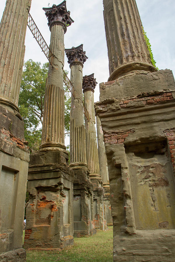 Pillars from Windsor Ruins, Mississippi Photograph by Karen Foley