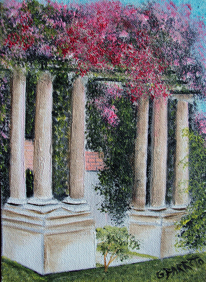 Pillars in the Garden Painting by Gloria E Barreto-Rodriguez
