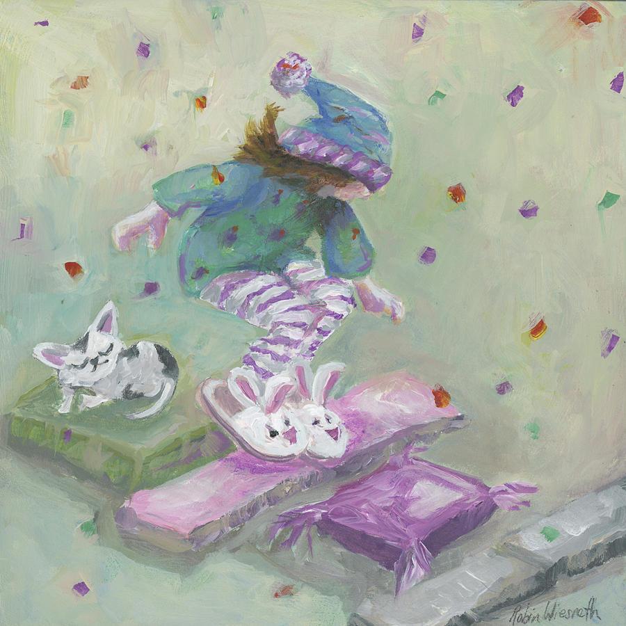 Pillow Hopscotch Painting by Robin Wiesneth