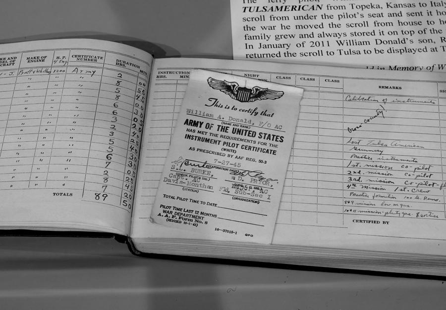 Pilot Certificate Logbook B-24 Tulsamerican Photograph by John Straton