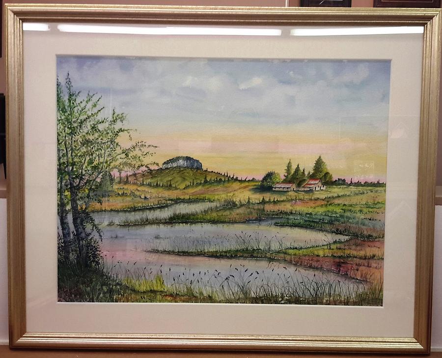 Pilot Mountain and Pond Painting by Richard Benson