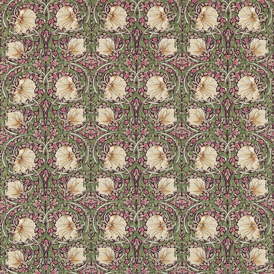 Vintage Tapestry - Textile - Pimpernel in Aubergine and Olive by William Morris