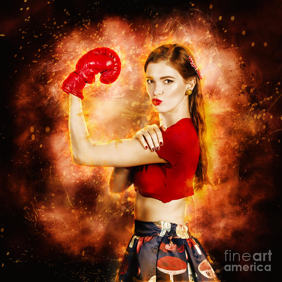 Pin up boxing girl  Digital Art by Jorgo Photography