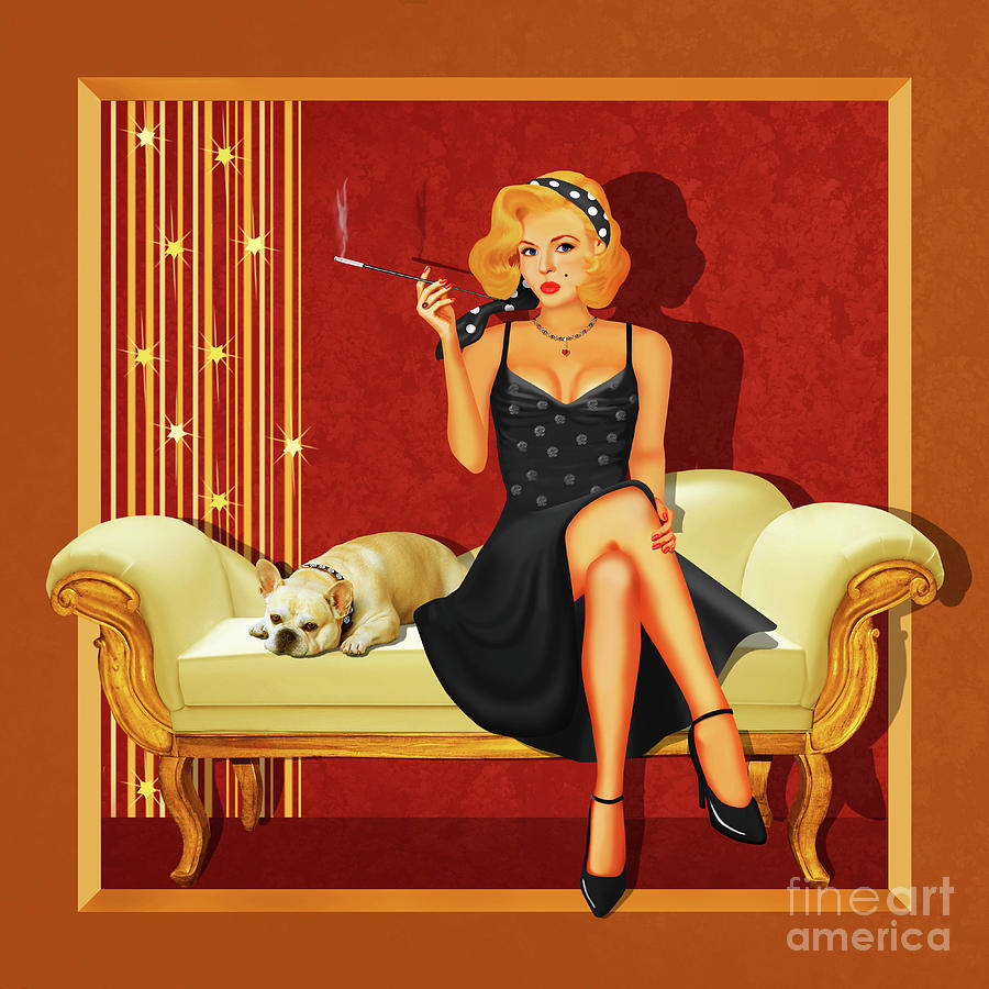 Dog Mixed Media - Pin Up Glamor Girl  by Monika Juengling