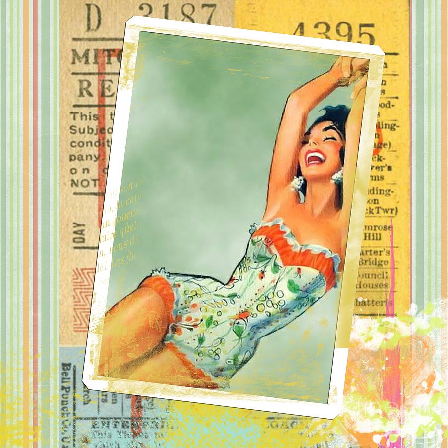 Vintage Photograph - Pin Up Girl Square by Edward Fielding