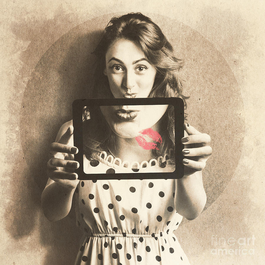 Pin up girl with technology love Photograph by Jorgo Photography