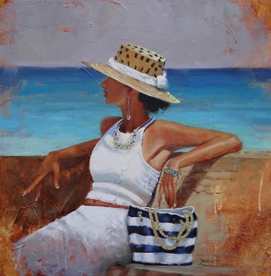 Beautiful Woman Painting - Pina Colada Please by Laura Lee Zanghetti