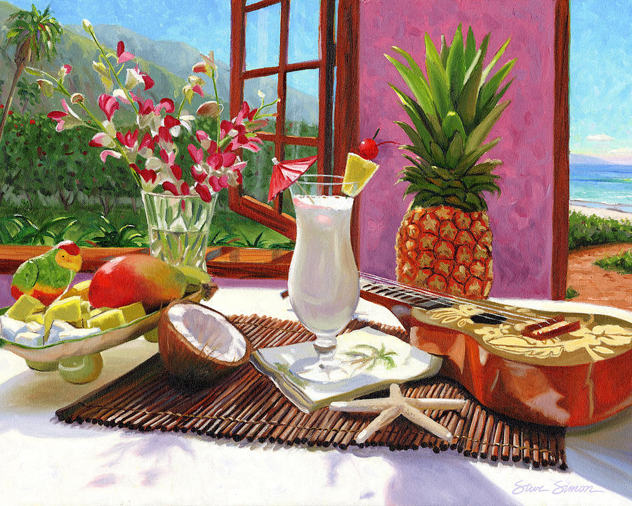 Cocktail Painting - Pina Colada by Steve Simon