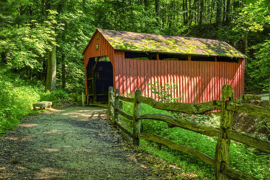 Pine Bank or Meadowcroft Village Covered Bridge Photograph by Jack R Perry