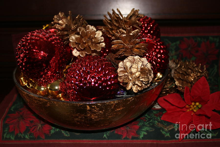 Pinecones in Red and Gold Photograph by Dora Sofia Caputo