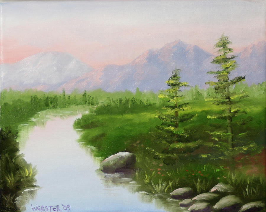 Pine for the Mountain River Landacape Painting by Mark Webster
