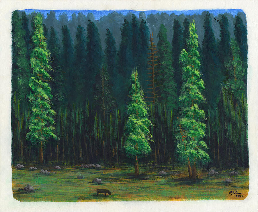 Pine Forest Painting by Lawrence Fina