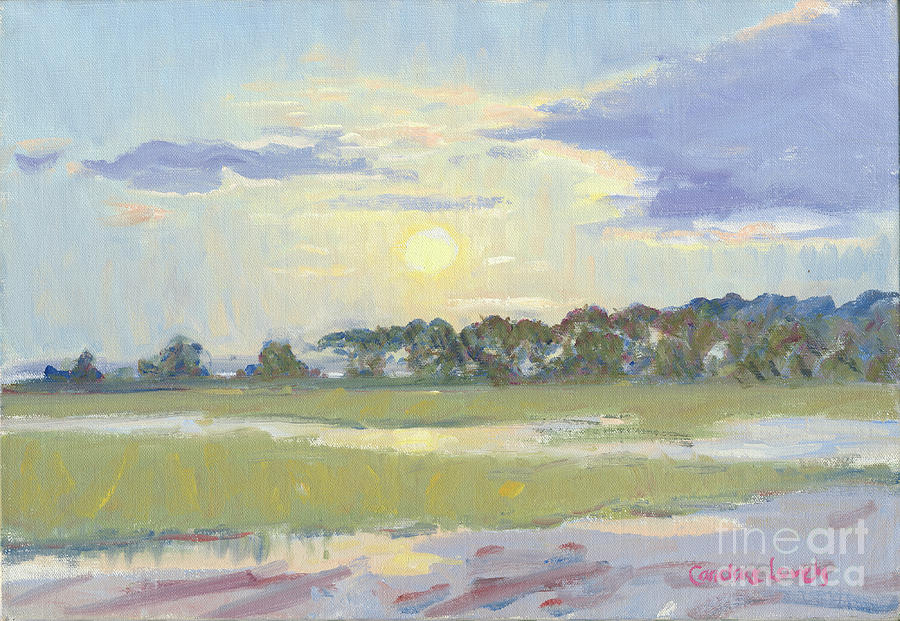 Pine Island Yellow Sunset Painting by Candace Lovely
