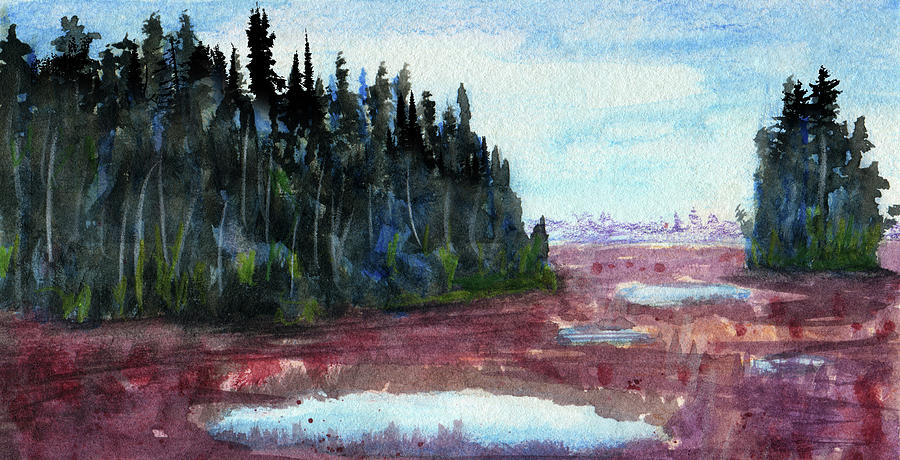 Pine Islands in Marsh Mixed Media by R Kyllo