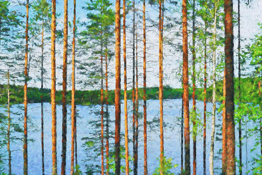 Pine Lake Mixed Media by Dale  Witherow