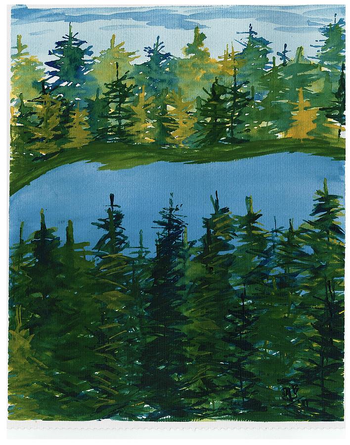 Pine Lake Painting by David Bartsch