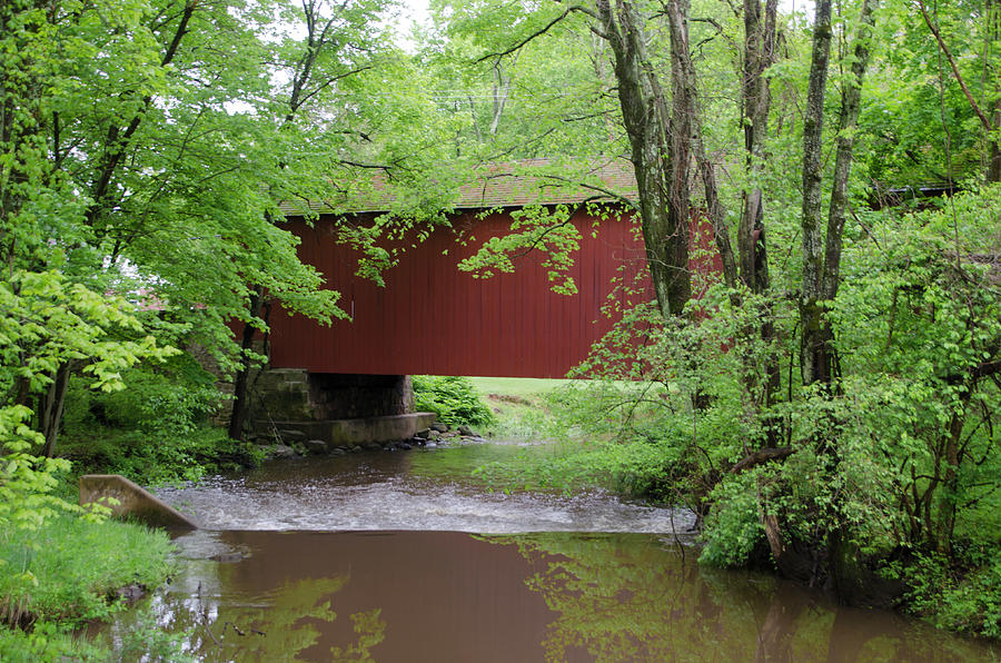 Pine Run Creek and Pine Valley Covered Bridge Photograph by Bill Cannon