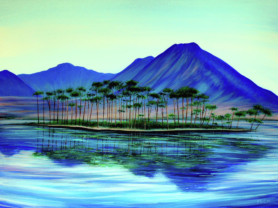 Pine Tree Island Painting by K McCoy